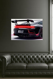 Rear View Luxury Sport Car Neon Wall Art | UV Printed LED Car Poster for Man Cave, Garage or Game Room Decor