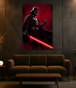 Dark Warrior Neon Wall Art | Red Lightsaber LED Poster | Sci-Fi Room Decor Gift