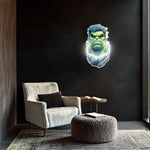 Green Rage Hero Neon Sign | Comic Style Plexiglass Wall Art | Gamer Room UV LED Decor