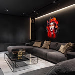 Medusa Inspired Neon LED Plexiglass Wall Art – Red Glow Decor for Gamer or Dark Aesthetic Room – Free Shipping