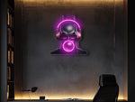 Cyber Bubble Mask Neon Wall Art – Pink LED Plexiglass UV Print for Gamer Room Decor – Geek Mood Light – Free Shipping
