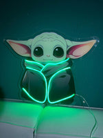 Alien Baby Neon LED Wall Art – Green Glow Plexiglass Print – Cute Sci-Fi Room Decor – Gamer Gift – Free Shipping