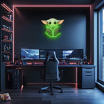 Alien Baby Neon LED Wall Art – Green Glow Plexiglass Print – Cute Sci-Fi Room Decor – Gamer Gift – Free Shipping