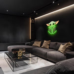 Alien Baby Neon LED Wall Art – Green Glow Plexiglass Print – Cute Sci-Fi Room Decor – Gamer Gift – Free Shipping