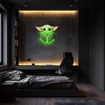 Alien Baby Neon LED Wall Art – Green Glow Plexiglass Print – Cute Sci-Fi Room Decor – Gamer Gift – Free Shipping