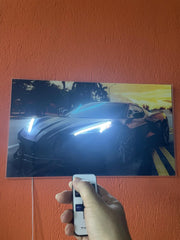 LED Sports Car Wall Art – Acrylic UV‑Printed, Remote Dimmer Included