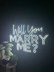 Will You Marry Me Neon Sign: Proposal Decor, Engagement Photo Prop