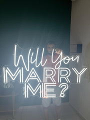 Will You Marry Me Neon Sign: Proposal Decor, Engagement Photo Prop