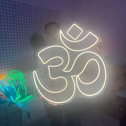 Om Neon Sign: Spiritual Yoga Meditation Room Decor - LED Plexiglass