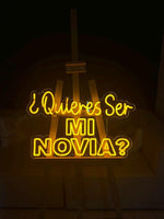 Quieres Ser Mi Novia Neon Sign: Spanish Proposal Decor, Yellow LED