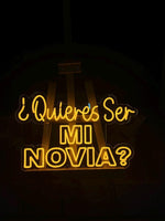 Quieres Ser Mi Novia Neon Sign: Spanish Proposal Decor, Yellow LED