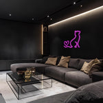 Pink Cat Neon Sign: Heart Tail LED Wall Art for Pet Lovers