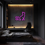 Pink Cat Neon Sign: Heart Tail LED Wall Art for Pet Lovers