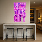 New York City Neon LED Sign: UV Print Plexiglass Wall Art with Dimmer