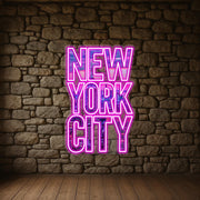 New York City Neon LED Sign: UV Print Plexiglass Wall Art with Dimmer