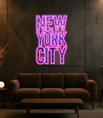 New York City Neon LED Sign: UV Print Plexiglass Wall Art with Dimmer