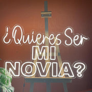 Quieras Ser Mi Novia Neon Sign: Spanish Proposal Decor, Yellow LED Plexiglass