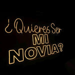 Spanish Proposal Neon Sign: Quieres Ser Mi Novia, Yellow LED Plexiglass Wall Art