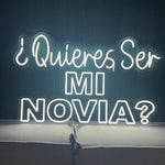 Quieres Ser Mi Novia Neon Sign: Spanish Proposal Decor, Yellow LED