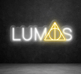 Magic Symbol Neon Sign: White & Yellow LED Light with Dimmer