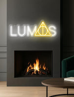 Magic Symbol Neon Sign: White & Yellow LED Light with Dimmer