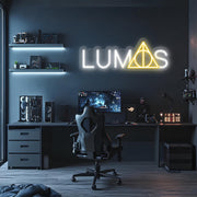 Magic Symbol Neon Sign: White & Yellow LED Light with Dimmer