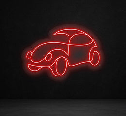 Classic Car Neon Sign: Red LED Wall Decor with Dimmer