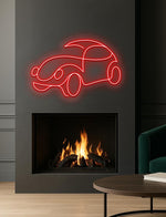 Classic Car Neon Sign: Red LED Wall Decor with Dimmer