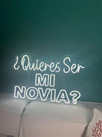Quieras Ser Mi Novia Neon Sign: Spanish Proposal Decor, Yellow LED Plexiglass