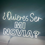 Quieras Ser Mi Novia Neon Sign: Spanish Proposal Decor, Yellow LED Plexiglass