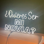 Quieras Ser Mi Novia Neon Sign: Spanish Proposal Decor, Yellow LED Plexiglass