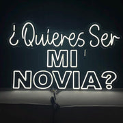 Quieres Ser Mi Novia Neon Sign: Spanish Proposal Decor, Yellow LED