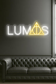 Magic Symbol Neon Sign: White & Yellow LED Light with Dimmer