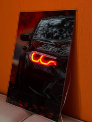 LED Car Wall Art – Modern Acrylic Poster with Neon Light Effect – Custom Sizes