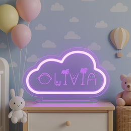 Personalized Kids Night Light: Custom Name LED Lamp with Animal Design