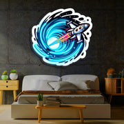 Space Jet UV Printed Neon, Neon Wall Art, Neon Light Sign, UV Print Neon Sign