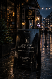Black Mirror Stainless Steel A-Frame Sidewalk Sign – Outdoor Business Sign with Free Design Support & Free Express Shipping