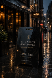 Black Mirror Stainless Steel A-Frame Sidewalk Sign – Outdoor Business Sign with Free Design Support & Free Express Shipping
