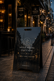 Black Mirror Stainless Steel A-Frame Sidewalk Sign – Outdoor Business Sign with Free Design Support & Free Express Shipping